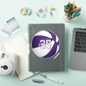 Sticker cale de sport de basket blanc violet amovible (Couverture iPad)