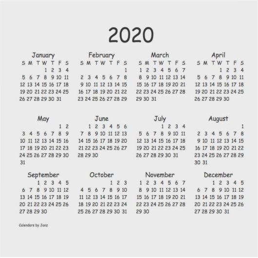 Sticker Calendrier 2020 par Janz Comic Sans Transparent (Devant)