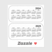 Sticker Calendrier 2024 Transparent 2025 par Janz (Feuille)