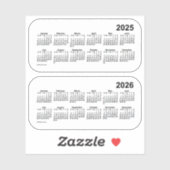 Sticker Calendrier 2025 Transparent 2026 par Janz (Feuille)