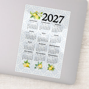 Sticker Calendrier 2027 Citrons Carreaux Italiens Méditerr