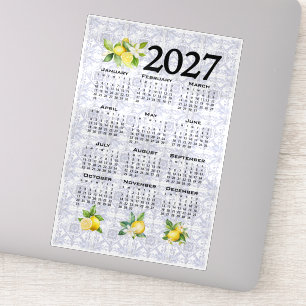 Sticker Calendrier 2027 Citrons Italien Méditerranéen Carr