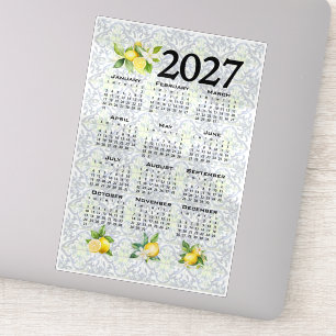 Sticker Calendrier 2027 Citrons Italien Méditerranéen Carr