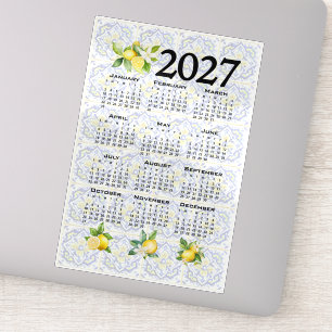 Sticker Calendrier 2027 Citrons Italien Méditerranéen Carr