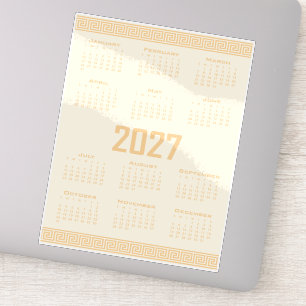 Sticker Calendrier 2027, Frette Grecque, Beige sur Latte C