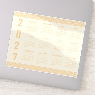 Sticker Calendrier 2027, Frise grecque, Beige sur Latte co
