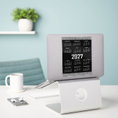 Sticker Calendrier 2027, Frise grecque, Blanc sur Noir (Ordinateur portable sur le bureau)