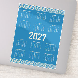 Sticker Calendrier 2027, Méandre Grec, Cosmic Latte sur fo