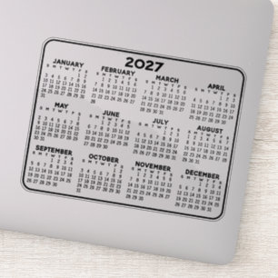 Sticker Calendrier 2027 - mini calendrier noir et blanc