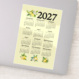 Sticker Calendrier 2027 Style Italien Citrons Jaunes