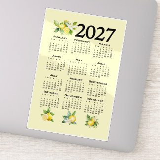 Sticker Calendrier 2027 Style Italien Citrons Jaunes