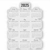 Sticker Calendrier Black 2025 moderne Vue année complète (Devant)
