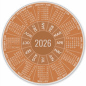 Sticker Calendrier circulaire 2026 - Nuances modernes - Te (Devant)