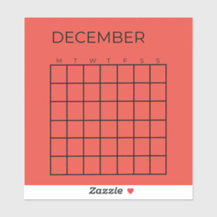 Sticker Calendrier de décembre rouge non daté pour le plan