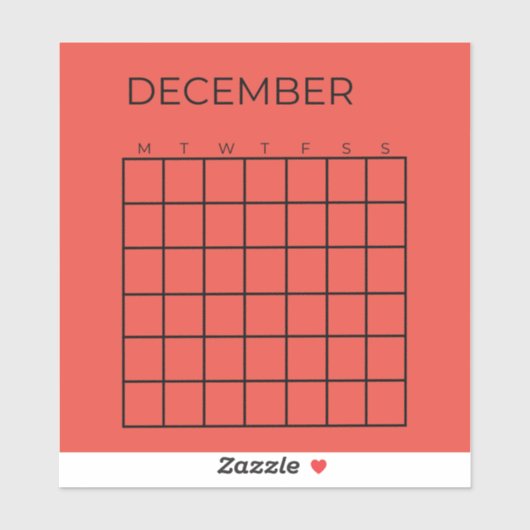Sticker Calendrier de décembre rouge non daté pour le plan (Feuille)