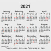 Sticker Calendrier des fêtes transparentes 2021 par Janz (Devant)