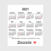 Sticker Calendrier des fêtes transparentes 2021 par Janz (Feuille)