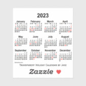Sticker Calendrier des fêtes transparentes 2023 par Janz (Feuille)
