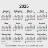 Sticker Calendrier des fêtes transparentes 2025 par Janz (Devant)