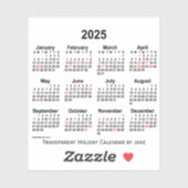 Sticker Calendrier des fêtes transparentes 2025 par Janz (Feuille)