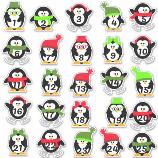 Sticker Calendrier des pingouins de Noël (Devant)