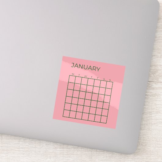 Sticker Calendrier d'organisation non daté rose vert (Détail)