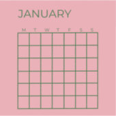 Sticker Calendrier d'organisation non daté rose vert (Devant)