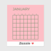 Sticker Calendrier d'organisation non daté rose vert (Feuille)