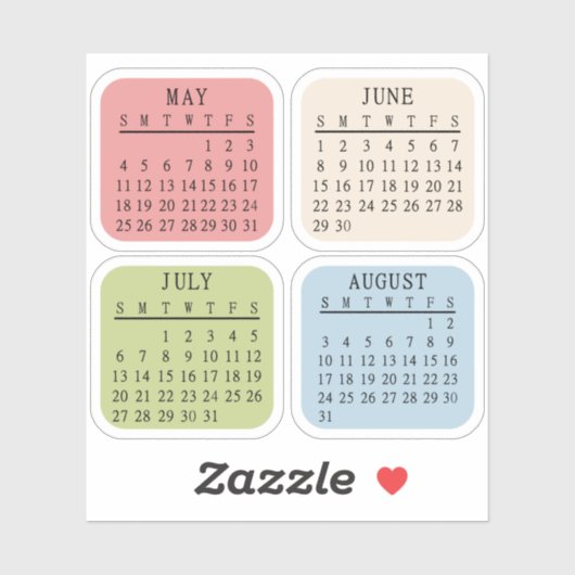 Sticker Calendrier mensuel du journal des puces Bujo Plann (Feuille)