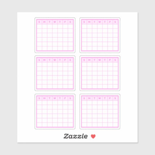 Sticker Calendrier mensuel rose (Feuille)