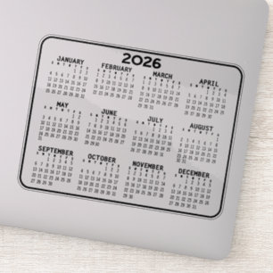 Sticker Calendrier - mini calendrier noir et blanc