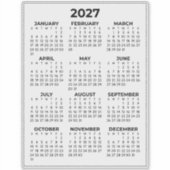 Sticker Calendrier Mini Simple Année Complète 2027 (Devant)