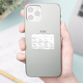 Sticker Calendrier minimaliste simple 2026 (Téléphone)
