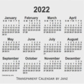 Sticker Calendrier transparent 2022 par Janz (Devant)