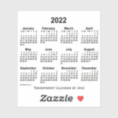Sticker Calendrier transparent 2022 par Janz (Feuille)