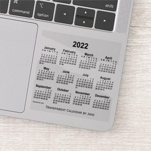 Sticker Calendrier transparent 2022 par Janz (Détail)