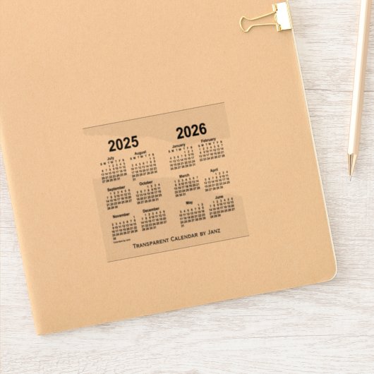 Sticker Calendrier transparent 2025-2026 par Janz (Carnet)