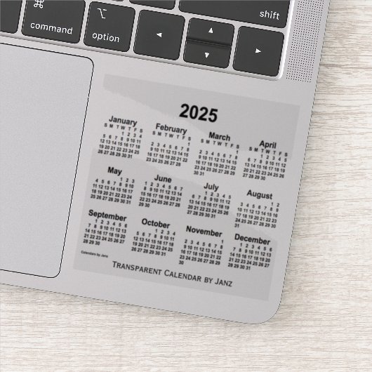 Sticker Calendrier transparent 2025 par Janz (Détail)