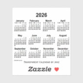 Sticker Calendrier transparent 2026 par Janz (Feuille)