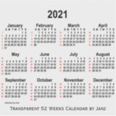 Sticker Calendrier Transparent 52 Semaines 2021 par Janz (Devant)