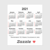 Sticker Calendrier transparent de 52 semaines 2021 par Jan (Feuille)