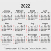 Sticker Calendrier transparent de 52 semaines 2022 par Jan (Devant)