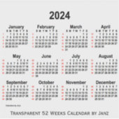 Sticker Calendrier transparent de 52 semaines 2024 par Jan (Devant)
