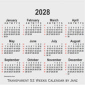Sticker Calendrier transparent de 52 semaines 2028 par Jan (Devant)
