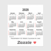 Sticker Calendrier transparent de 52 semaines 2028 par Jan (Feuille)