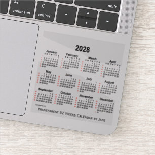Sticker Calendrier transparent de 52 semaines 2028 par Jan