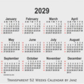 Sticker Calendrier transparent de 52 semaines 2029 par Jan (Devant)