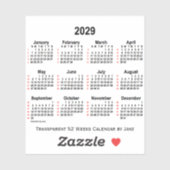 Sticker Calendrier transparent de 52 semaines 2029 par Jan (Feuille)