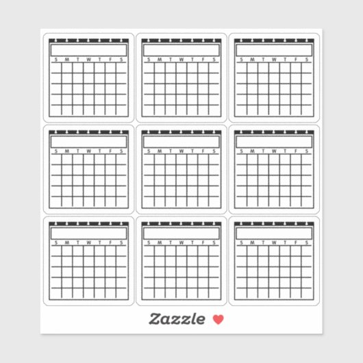 Sticker Calendriers Planificateurs Vierges Non Datés (Feuille)
