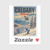 Sticker Calgary Alberta Canada Souvenirs de ski 1950 (Feuille)